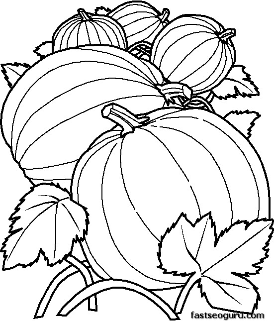 Printable Vegetables Pumpkins coloring pages